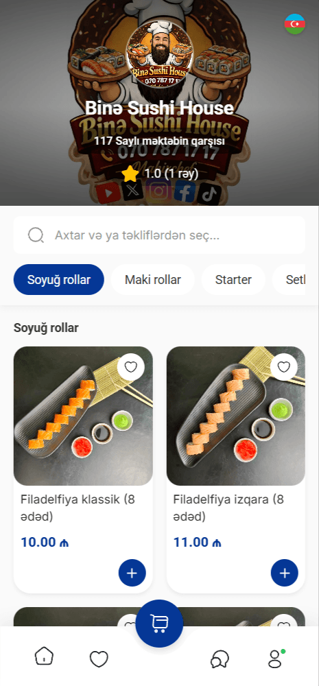 UniPOS QR Menu mobil görünüş